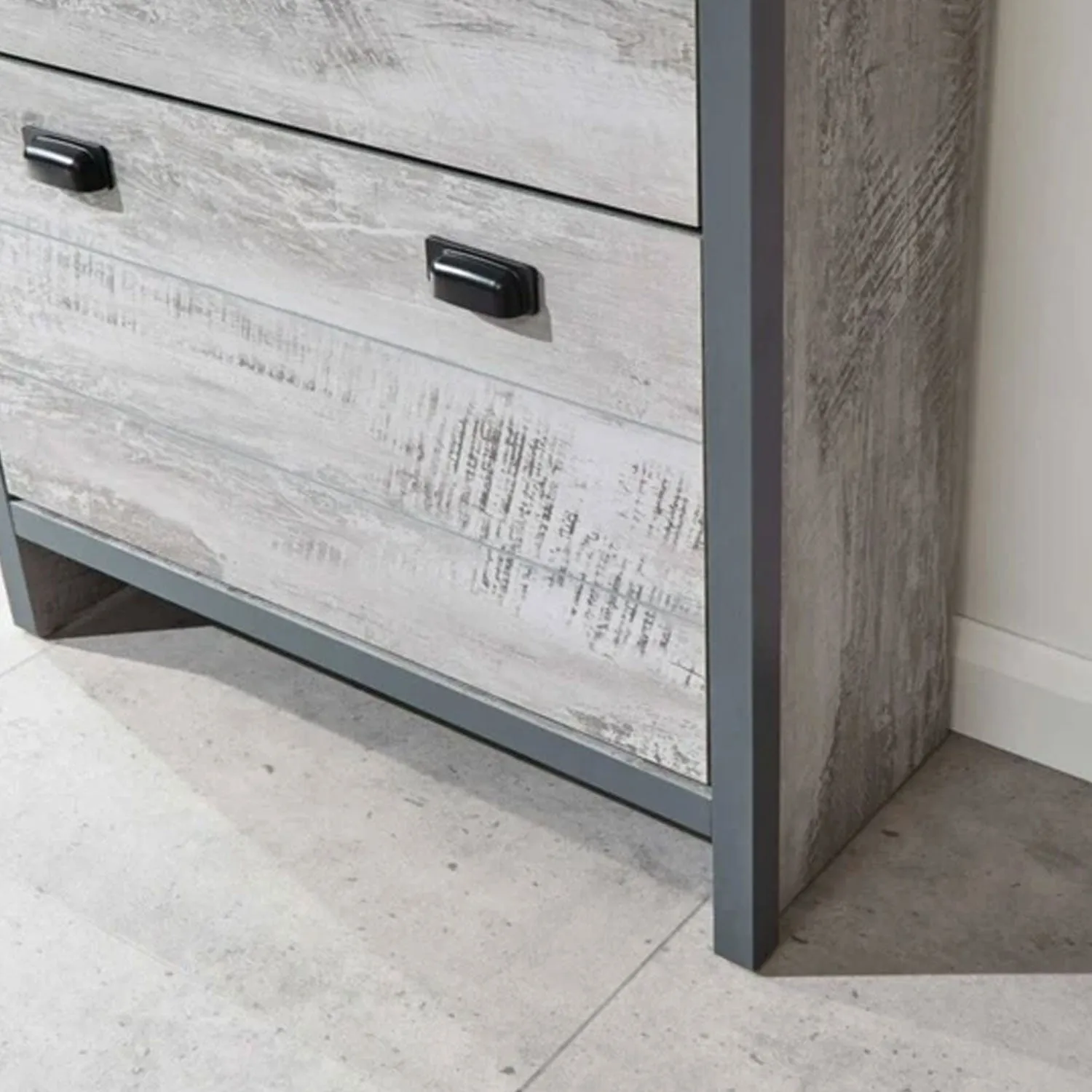 2 Door Grey Shoe Storage Cupboard With Drawer