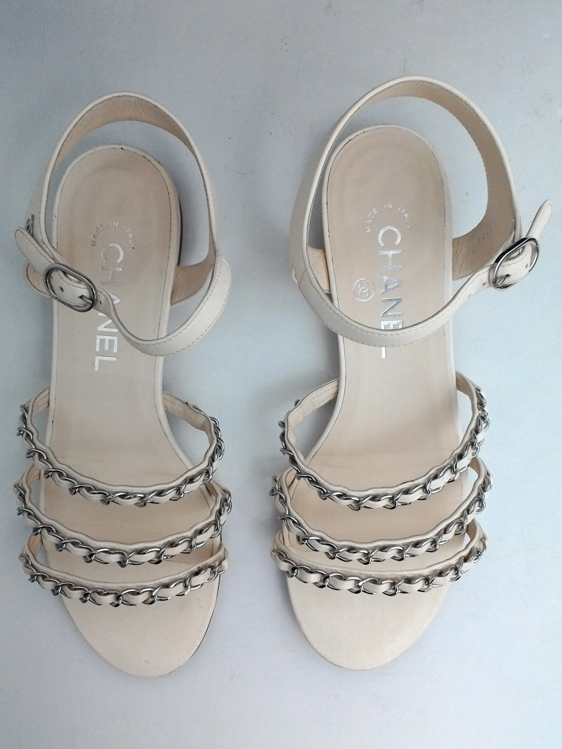 Chanel Women's Lambskin Ivory Sandals Size 36