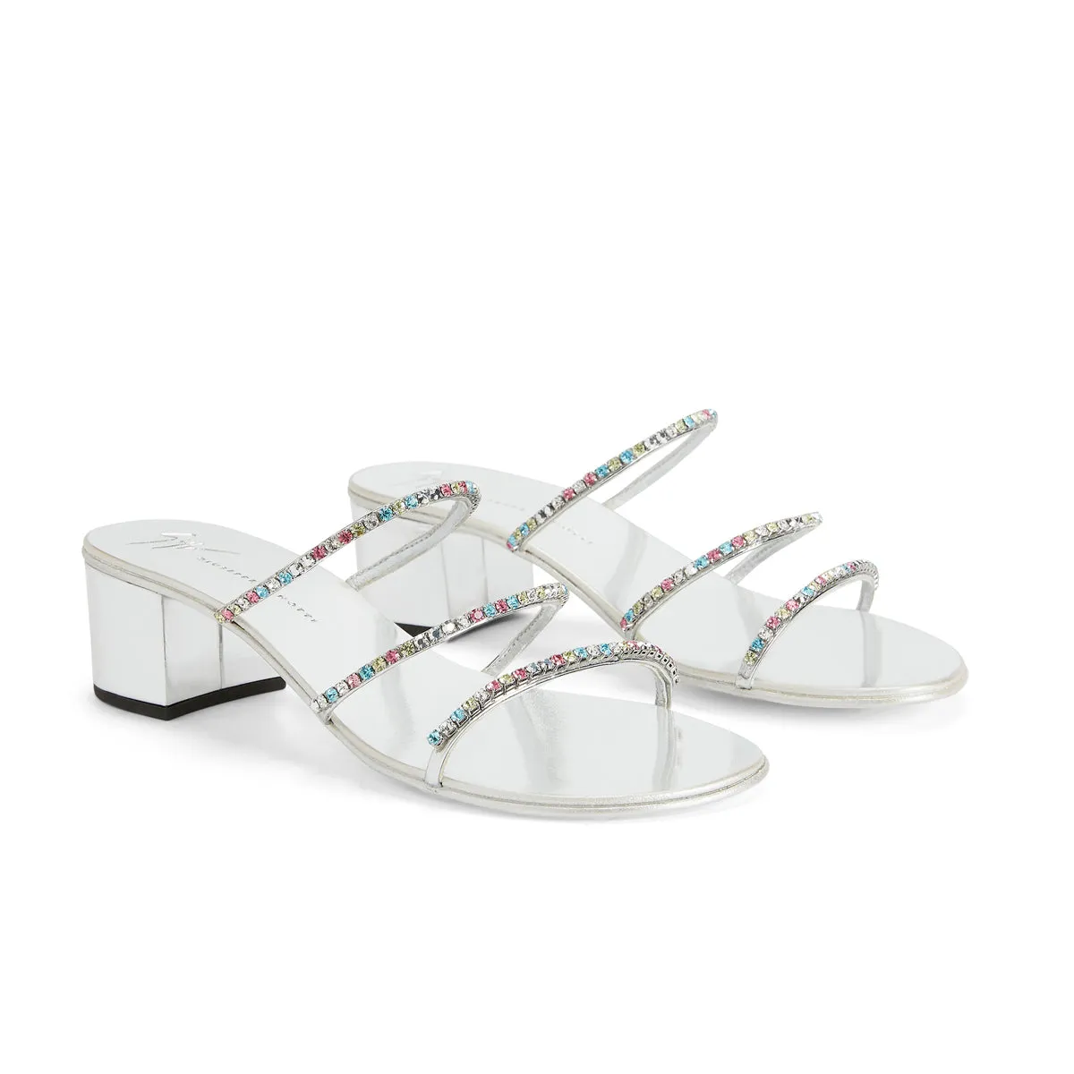Dark Colourful 40mm Block Heel Slides