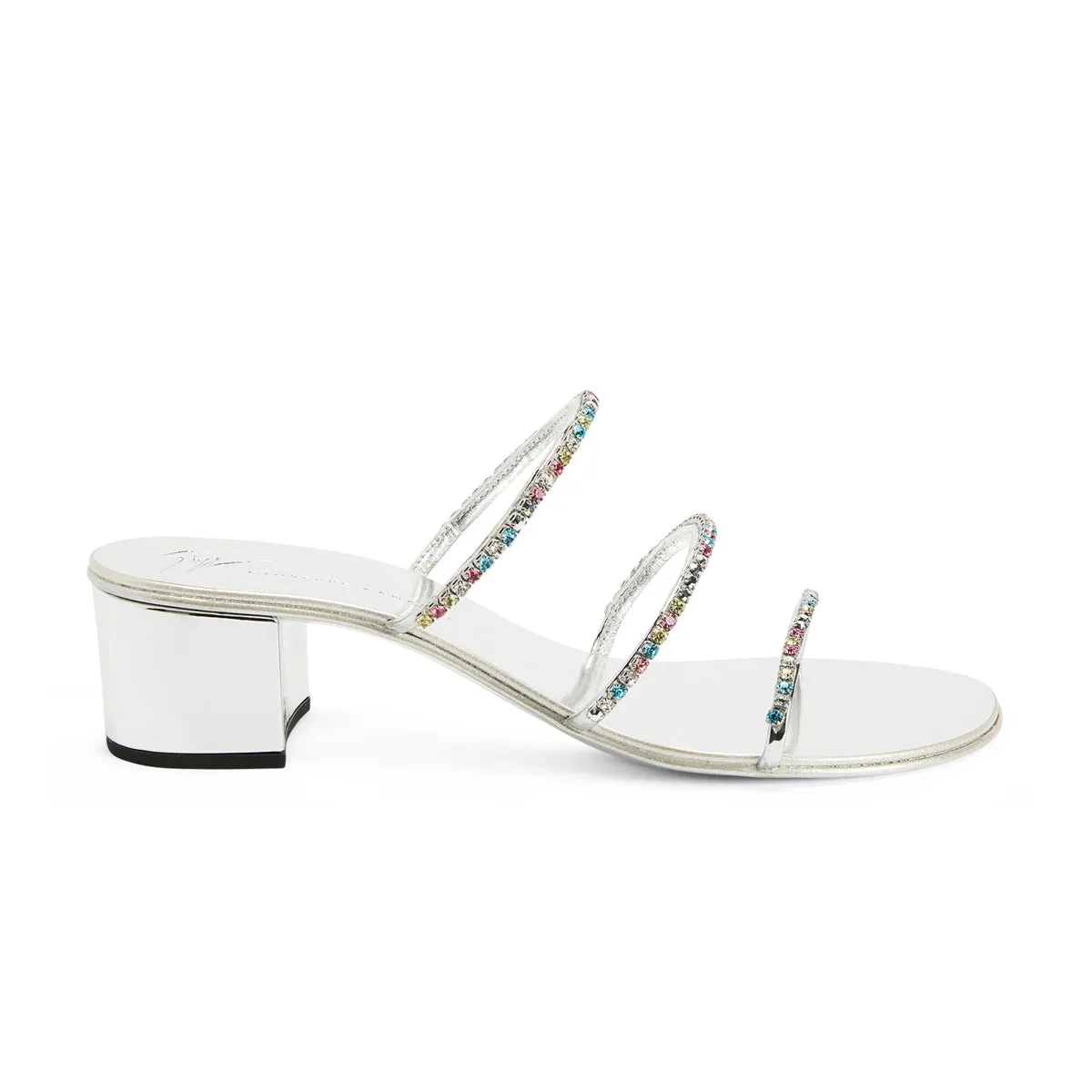 Dark Colourful 40mm Block Heel Slides