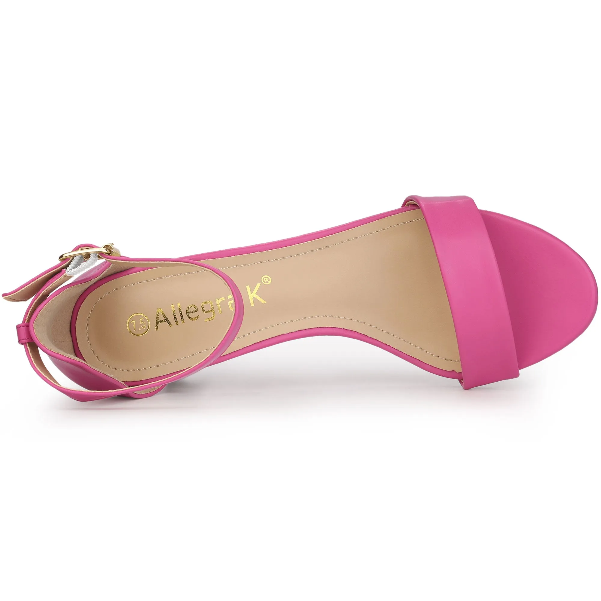 Faux Leather Open Toe Ankle Strap Kitten Heel Sandals