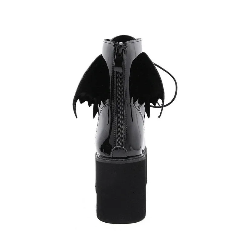 Gothic Demon Wings Ankle Boots