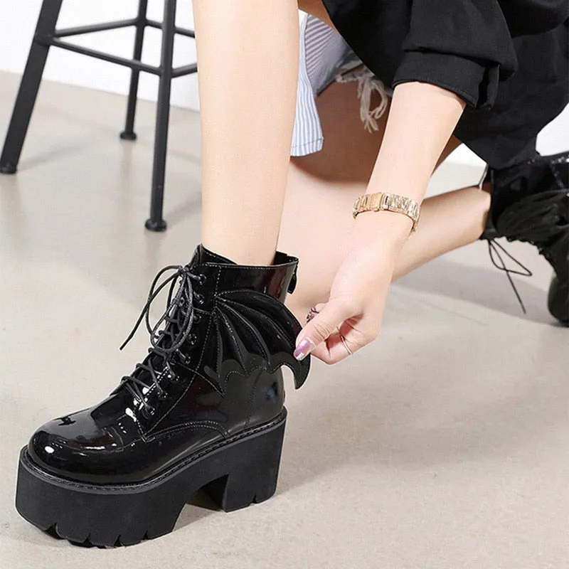 Gothic Demon Wings Ankle Boots