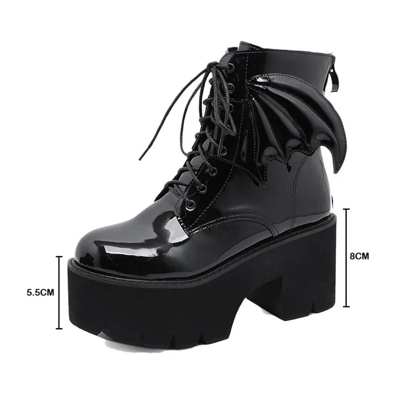 Gothic Demon Wings Ankle Boots