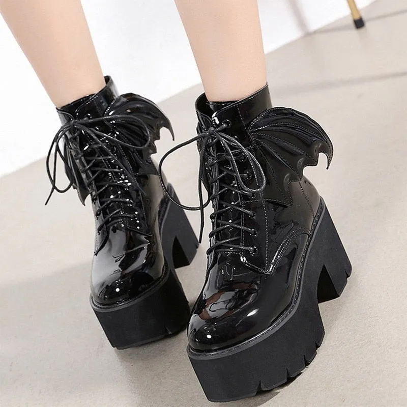 Gothic Demon Wings Ankle Boots