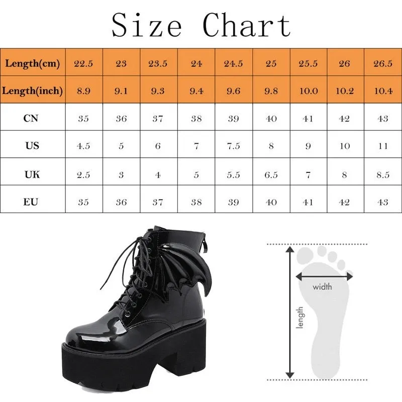 Gothic Demon Wings Ankle Boots