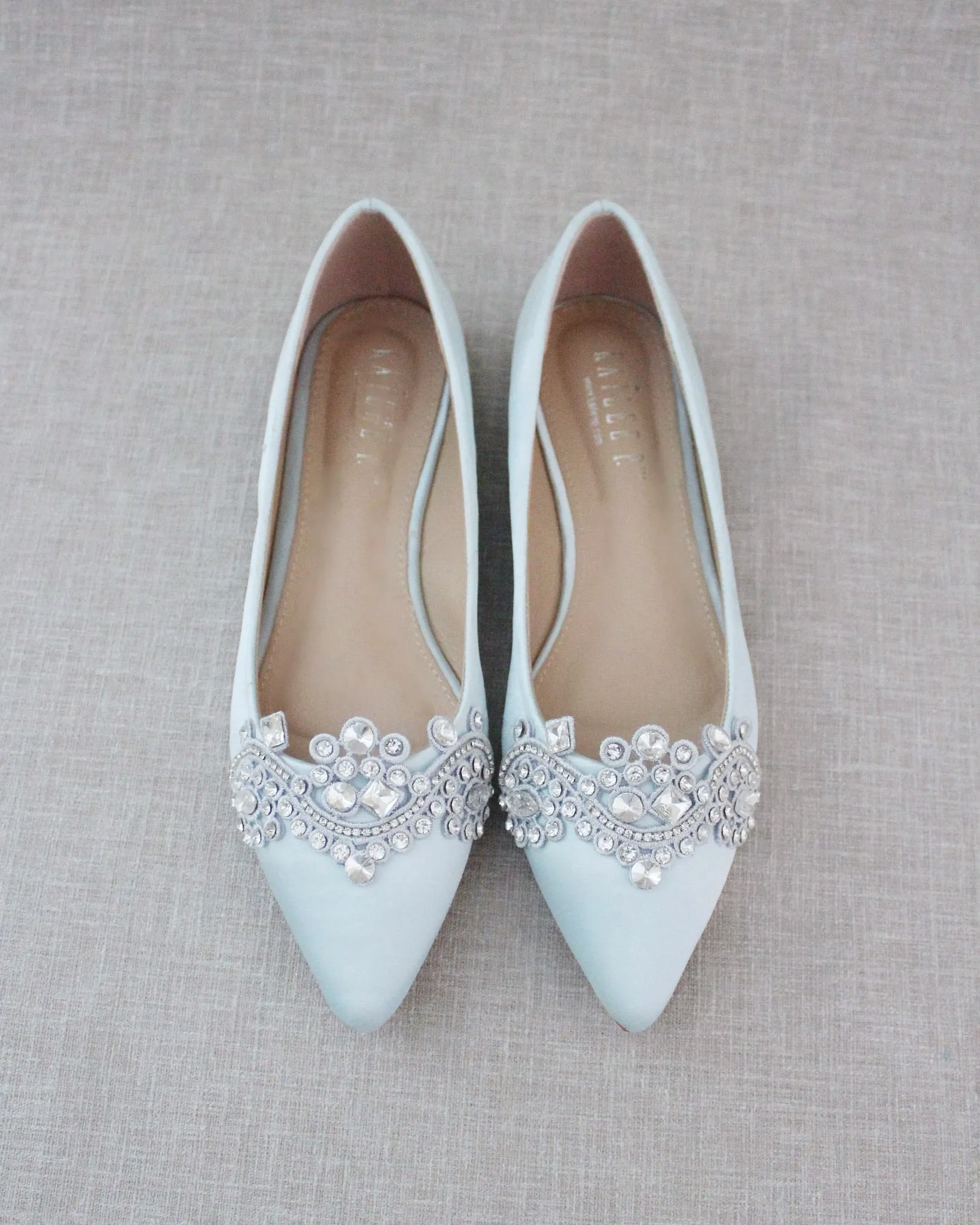 Light Blue Embellished Rhinestone Wedding Flats