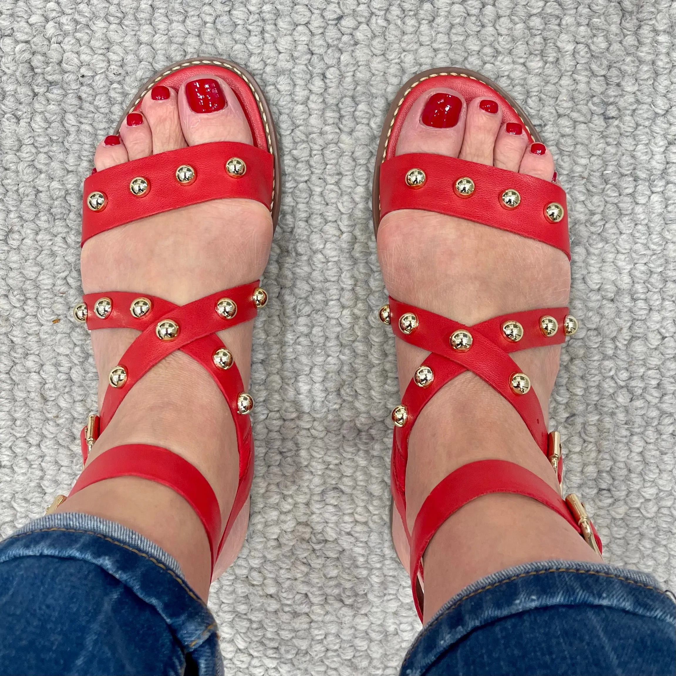 Moema Chloe Cross Over Sandal Red