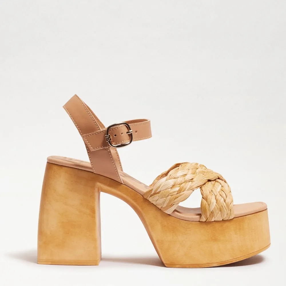 Sam Edelman Suzannah Tan Multi Ankle Strap Open Toe Block Heel Platform Sandals