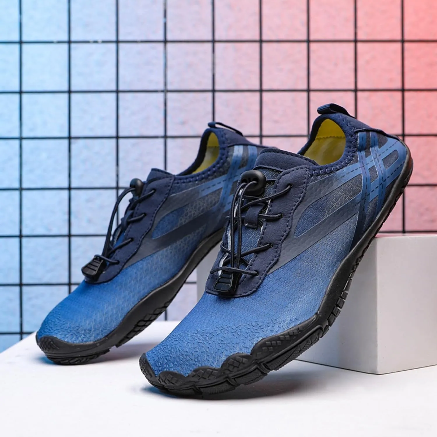 Slip on Walking Shoes Men Comfy Memory Foam Hiking Shoes Breathable Fashion Sneakers Non Slip Lace Up Arch Support Cushioning Training Gym Shoes Wide Width