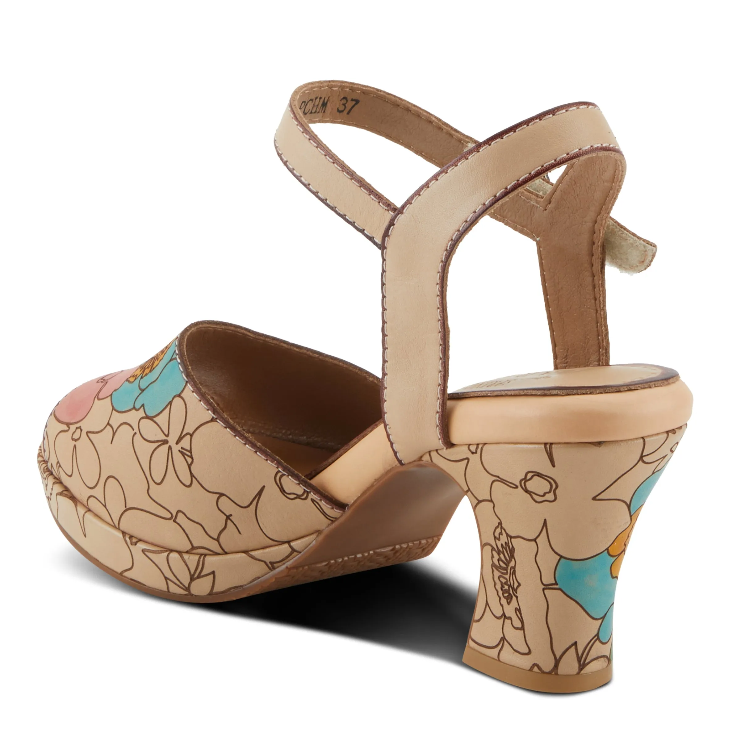 Spring Step Shoes  L'Artiste Camryn Sandals Women’s Leather Floral Design