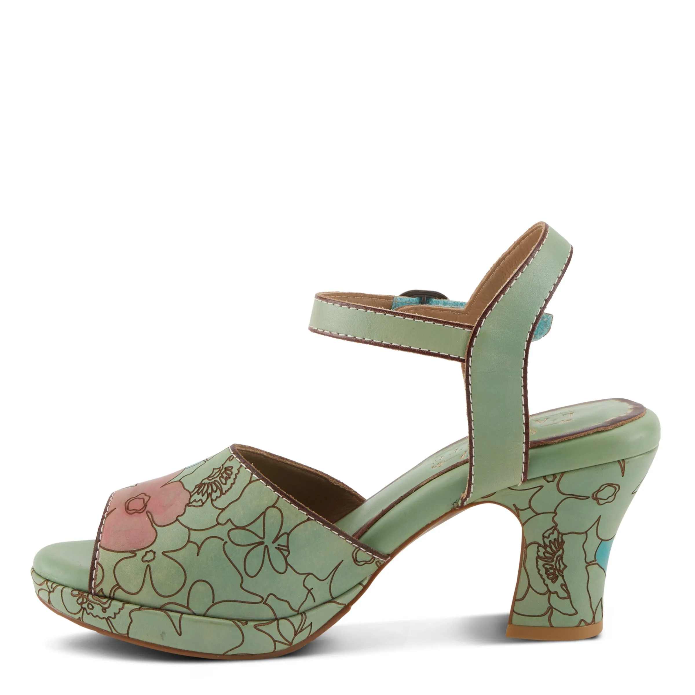 Spring Step Shoes  L'Artiste Camryn Sandals Women’s Leather Floral Design