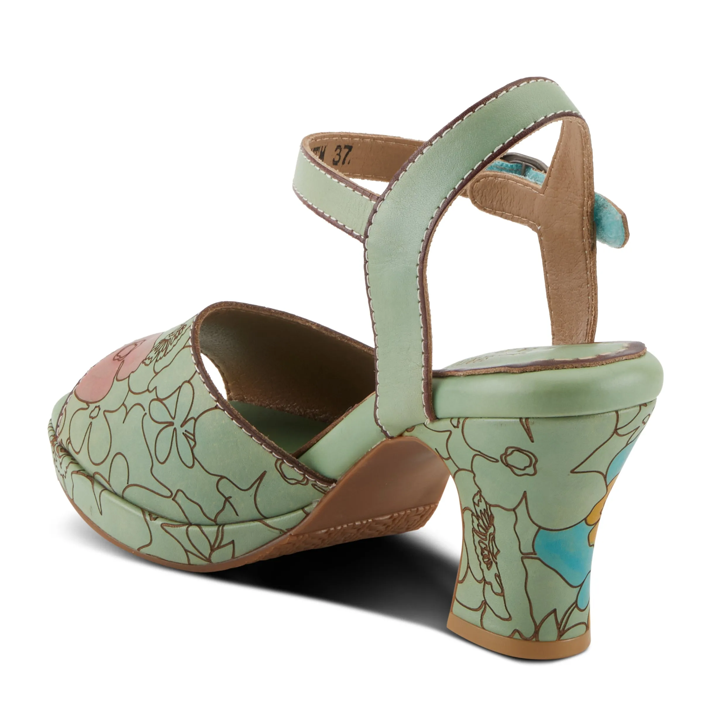 Spring Step Shoes  L'Artiste Camryn Sandals Women’s Leather Floral Design