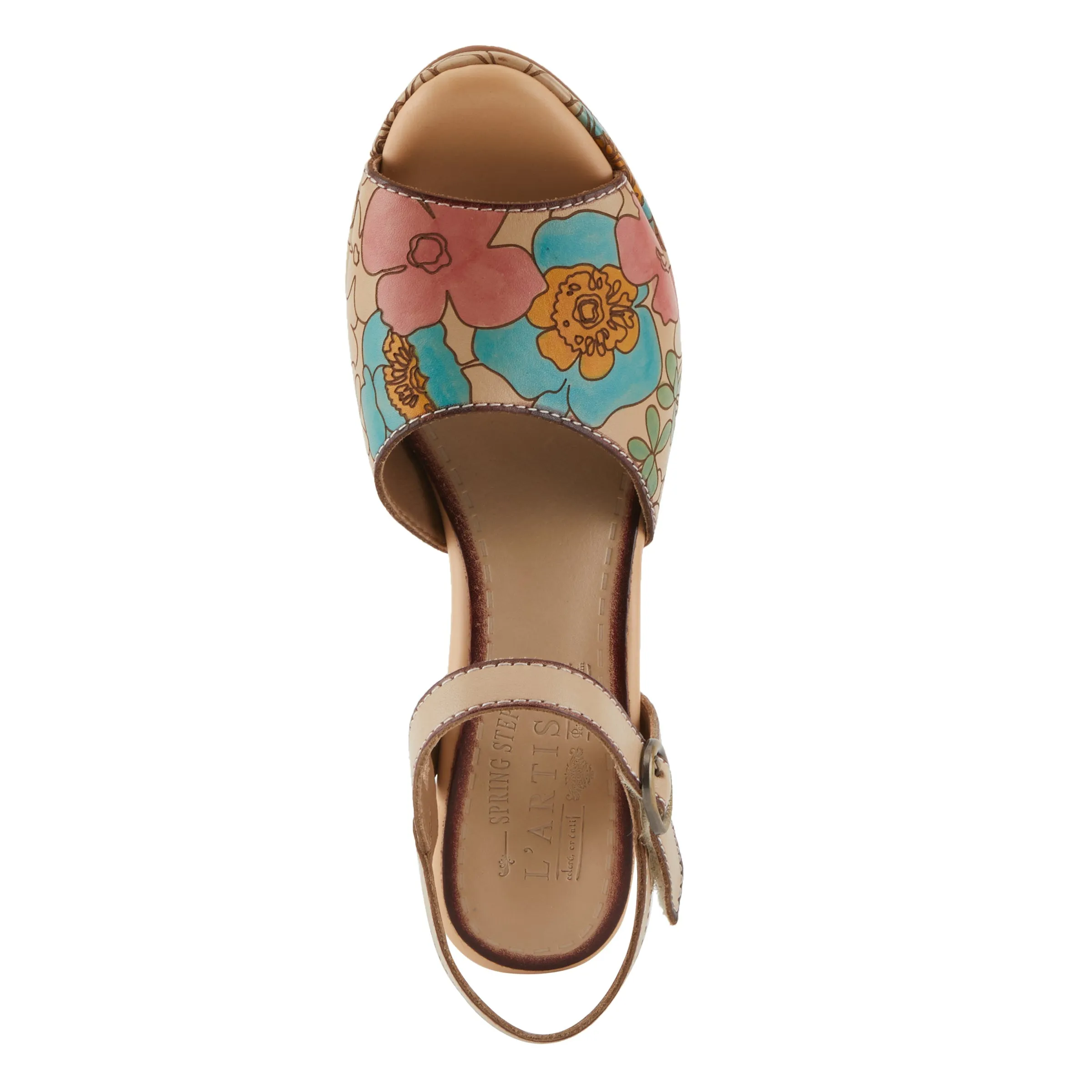 Spring Step Shoes  L'Artiste Camryn Sandals Women’s Leather Floral Design