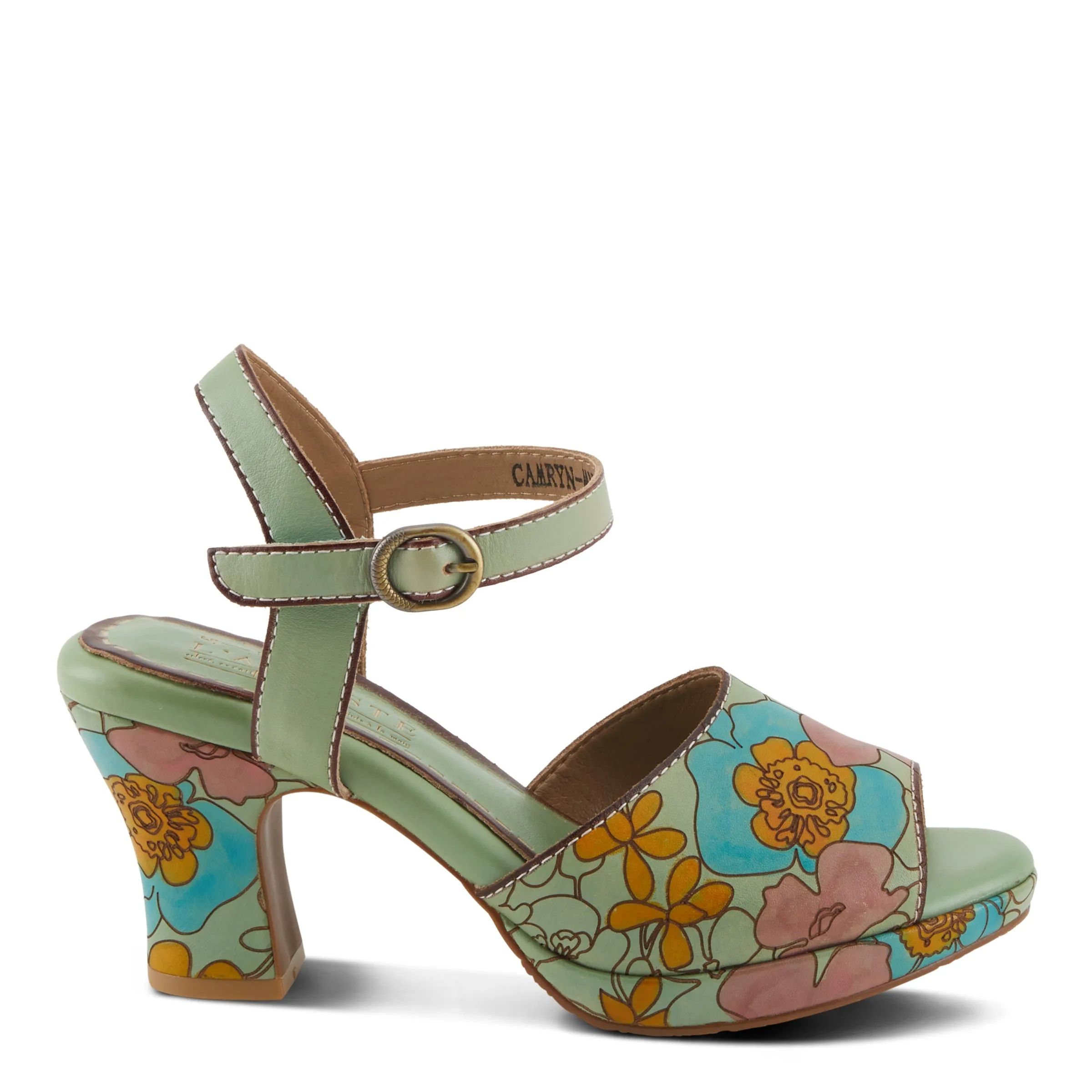 Spring Step Shoes  L'Artiste Camryn Sandals Women’s Leather Floral Design