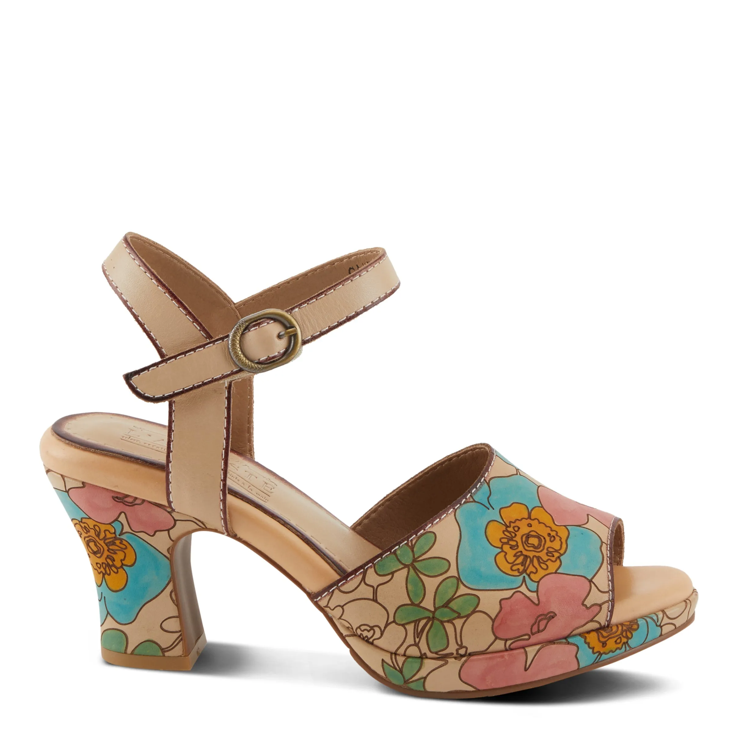 Spring Step Shoes  L'Artiste Camryn Sandals Women’s Leather Floral Design