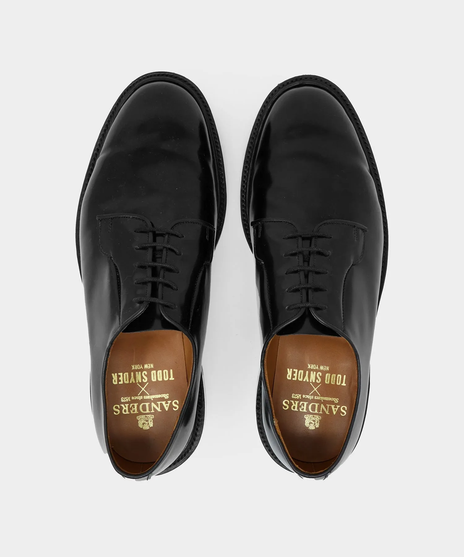 Todd Snyder x Sanders Gibson Derby in Black Leather