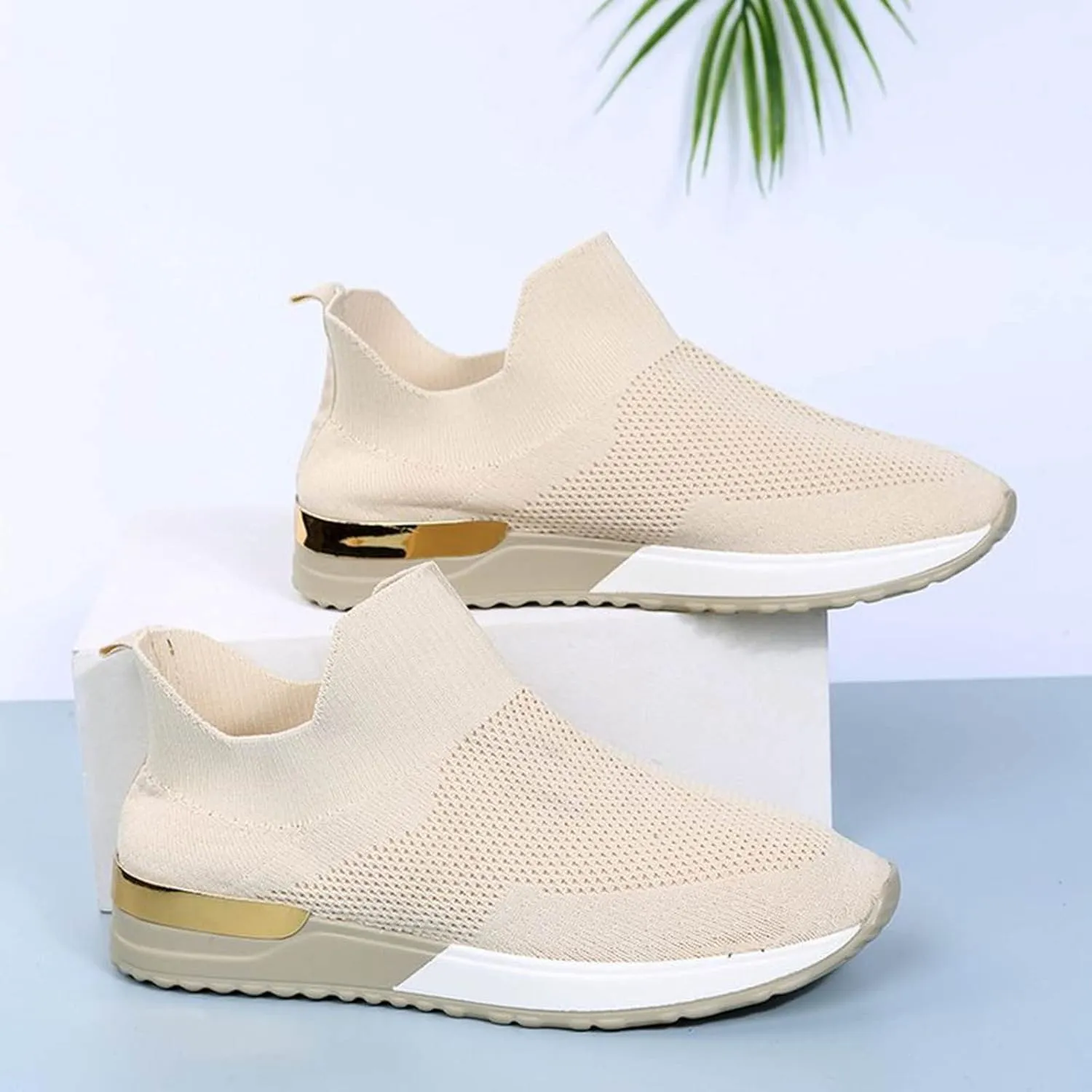 Women's Fashion Sneaker Mesh Slip On Black Non Slip Shoes for Women Comfortable Walking Shoes Women Wide Width Womens Platform Loafers Sneaker Heels for Women