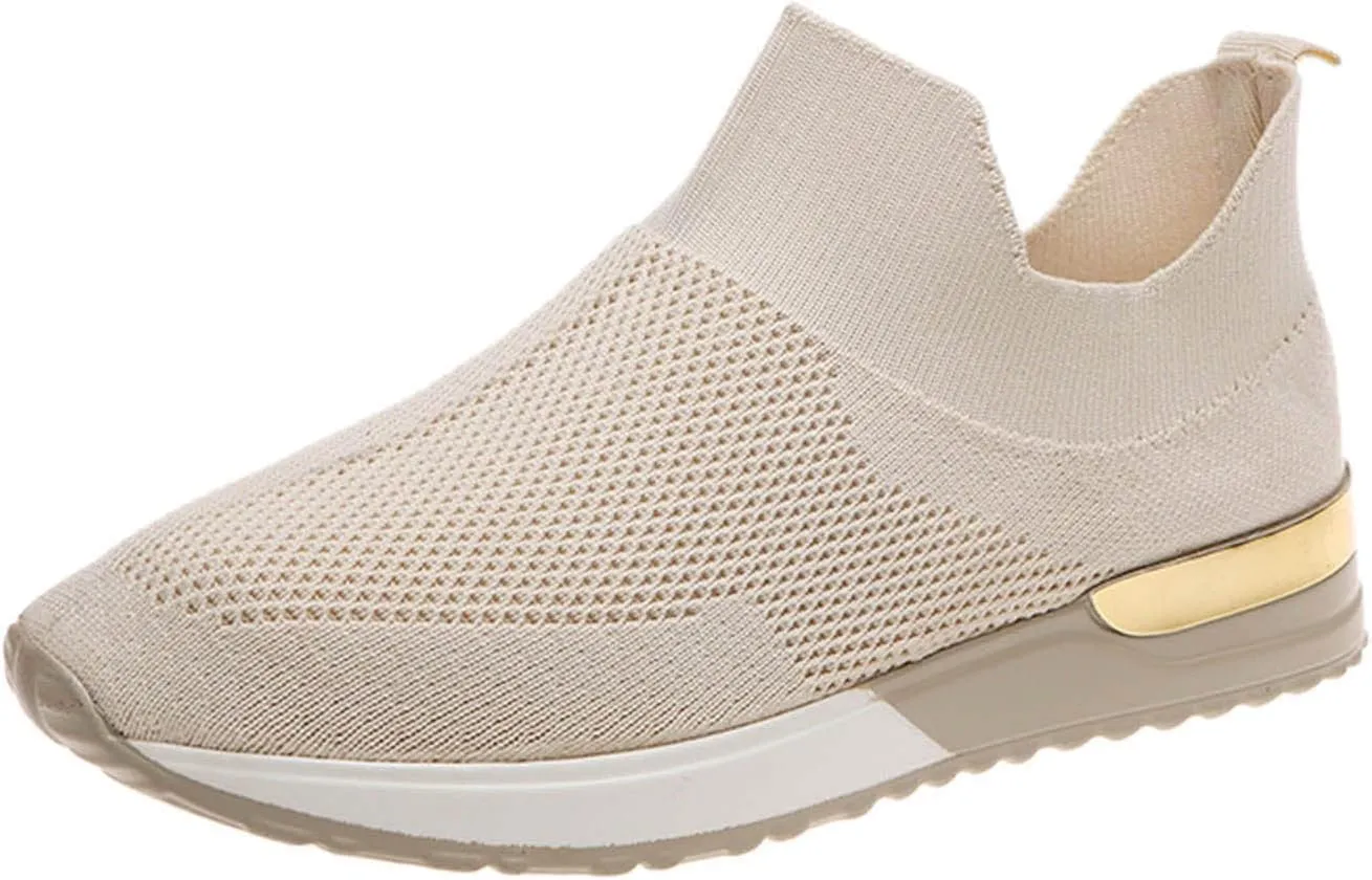 Women's Fashion Sneaker Mesh Slip On Black Non Slip Shoes for Women Comfortable Walking Shoes Women Wide Width Womens Platform Loafers Sneaker Heels for Women