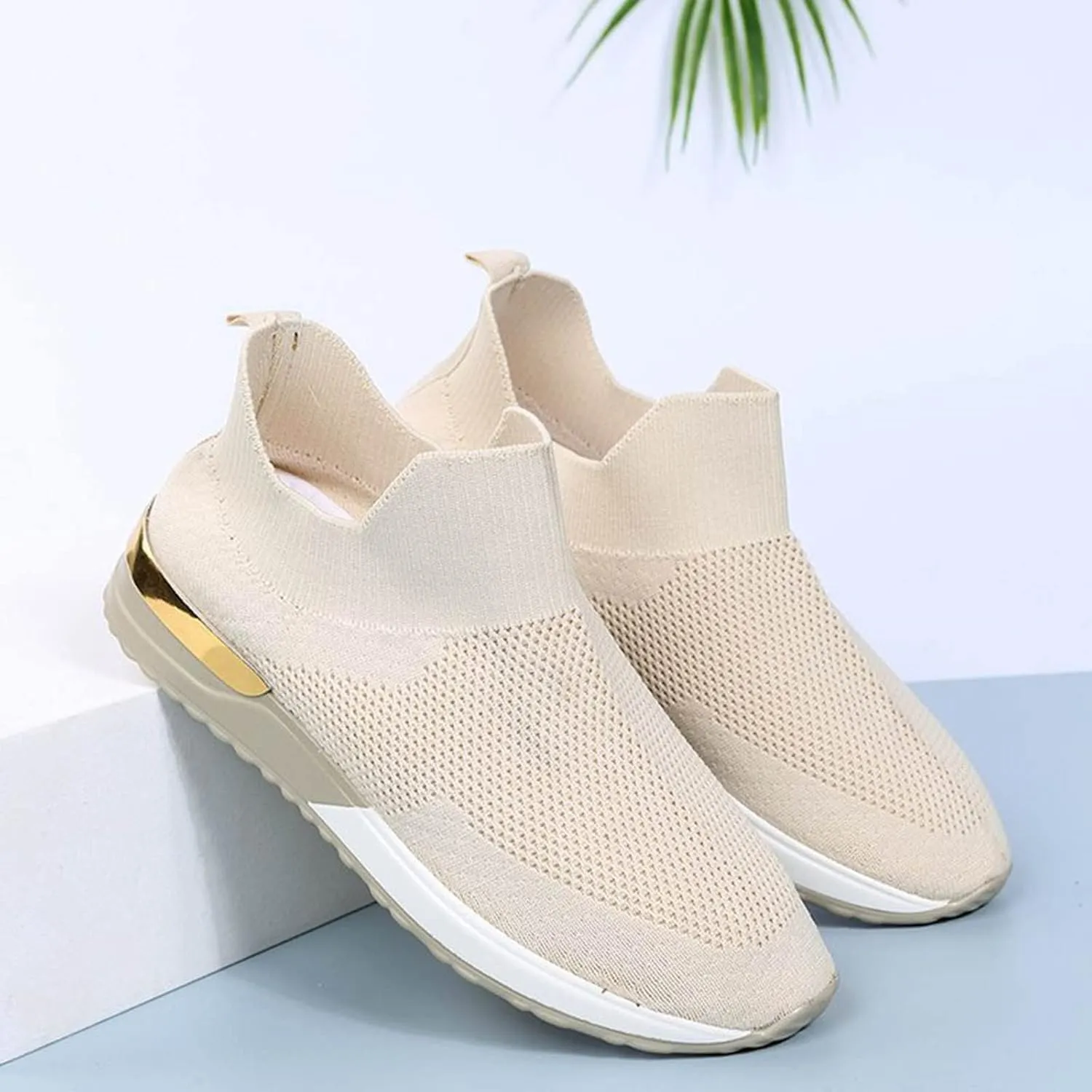 Women's Fashion Sneaker Mesh Slip On Black Non Slip Shoes for Women Comfortable Walking Shoes Women Wide Width Womens Platform Loafers Sneaker Heels for Women